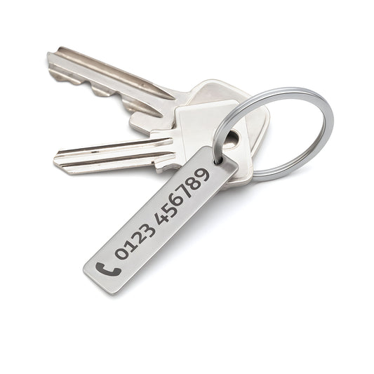 Keyring with laser engraving - telephone number / text engraving