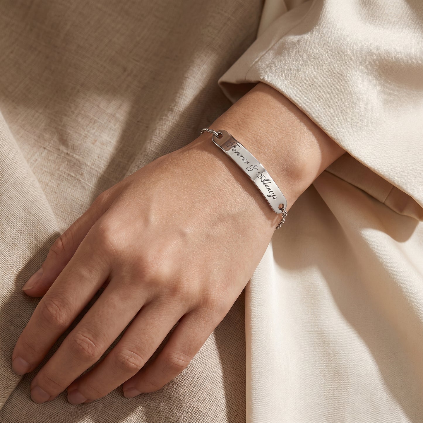Ladies bracelet with custom text - stainless steel bracelet with engraving - custom engraving jewelry