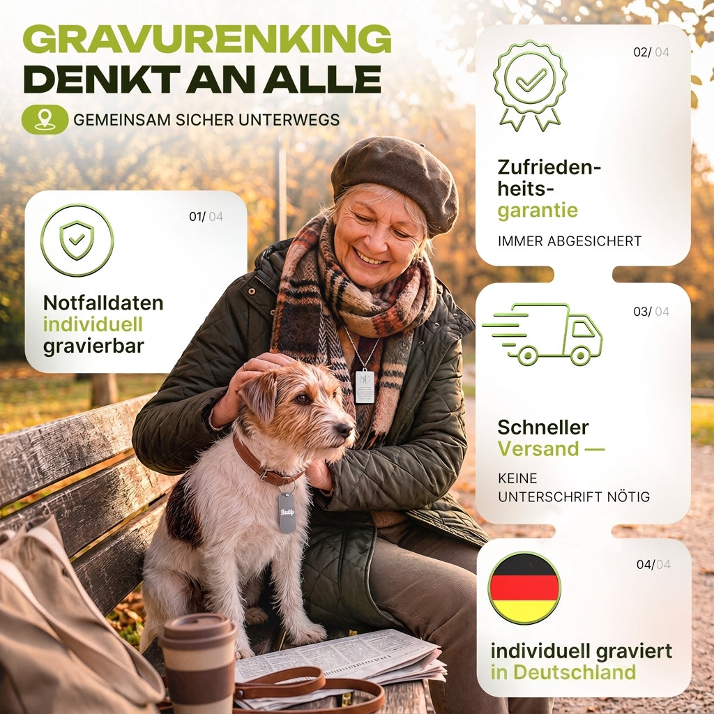 Personalisierter Notfallanhänger aus Aluminium – Schlüsselanhänger mit Notfalldaten & QR-Code
