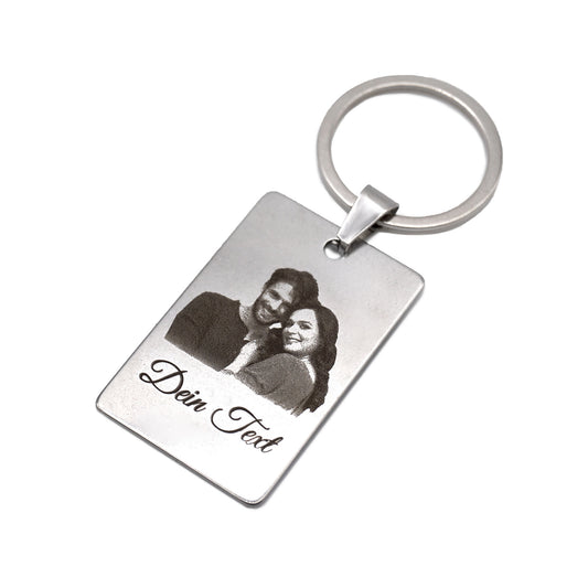 Keychain with personal photo engraving - laser image engraving pendant - stainless steel