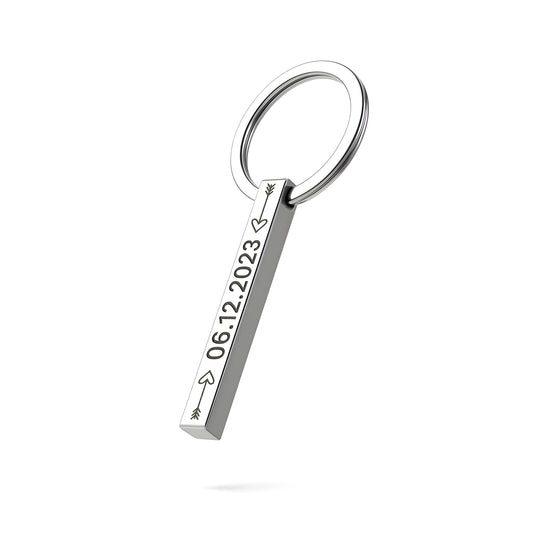 Cuboid stainless steel keychain with personal engraving – individual laser labeling