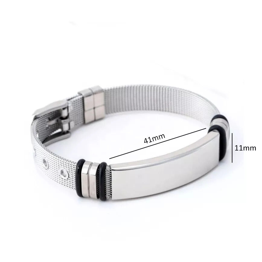 Stainless steel bracelet - with engraving - personalized - adjustable size