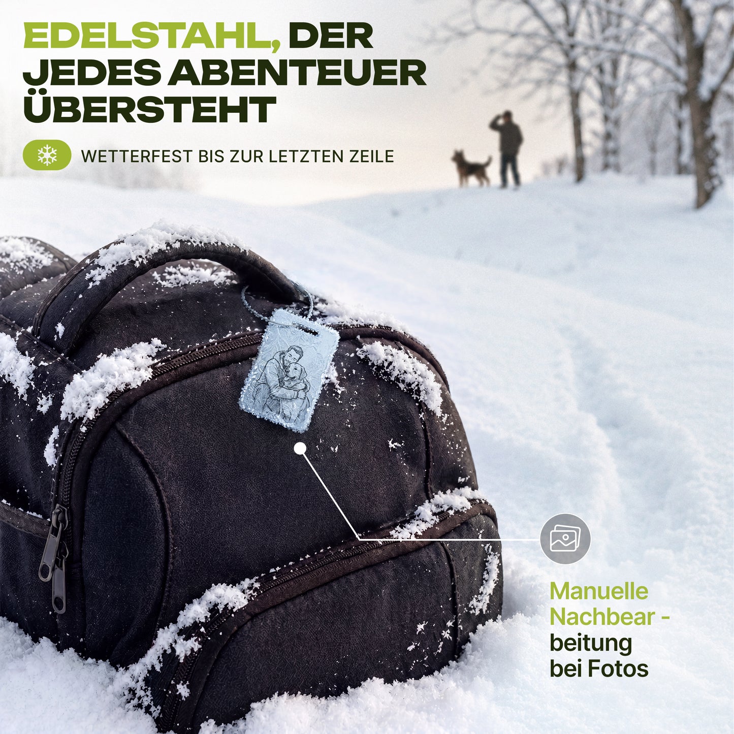 Edelstahl-Anhänger im Kartenformat mit Lasergravur - QR-Code, Text, Foto - Gepäckanhänger