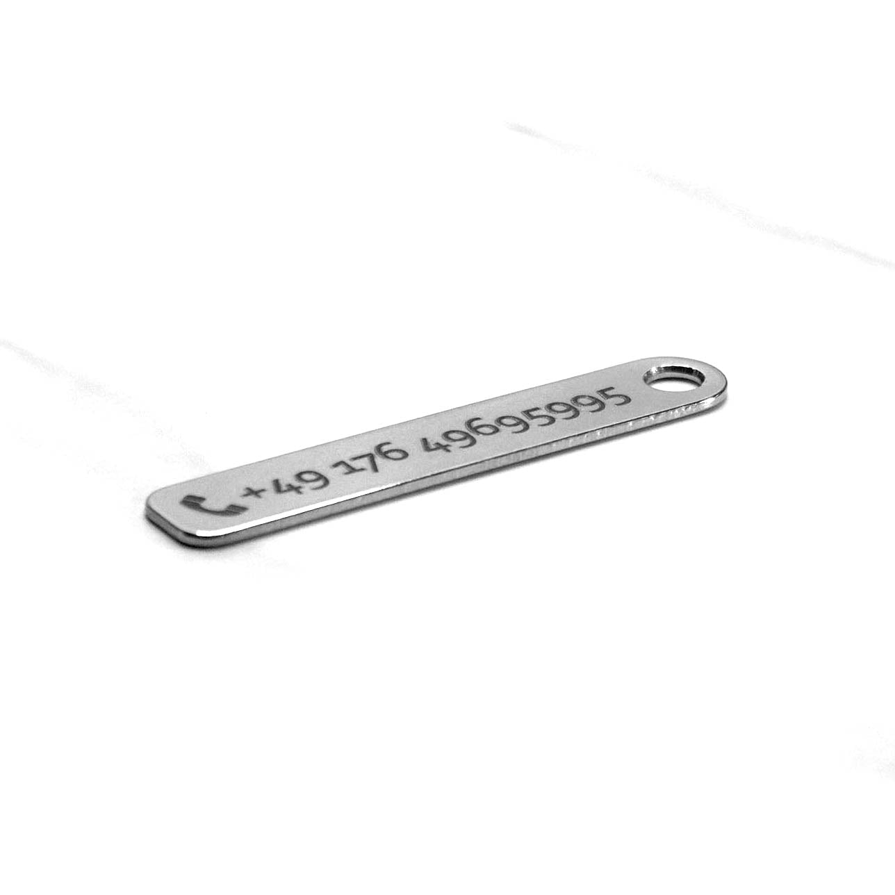 Keychain with individual engraving - telephone number