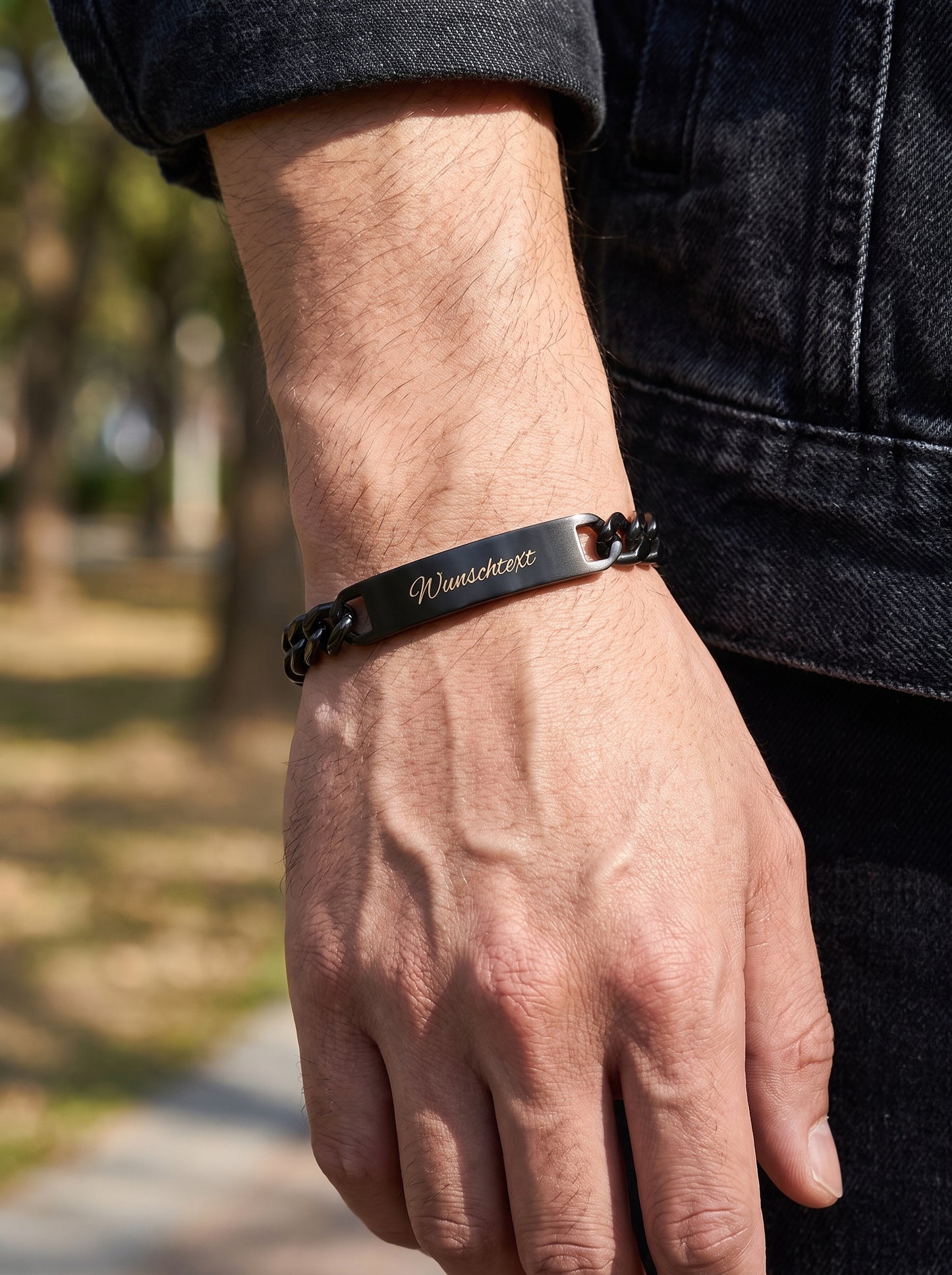 Men's bracelet with personal engraving - stainless steel chain for men - customizable