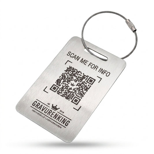 Edelstahl-Anhänger im Kartenformat mit Lasergravur - QR-Code, Text, Foto - Gepäckanhänger