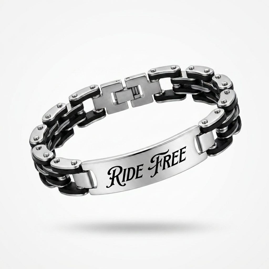 Herrenarmband mit individueller Gravur – Edelstahlarmband in Silber & Schwarz