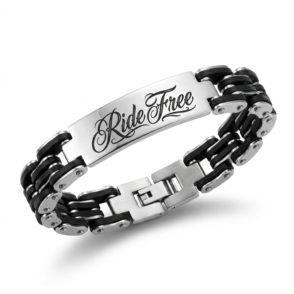 Herrenarmband mit individueller Gravur – Edelstahlarmband in Silber & Schwarz