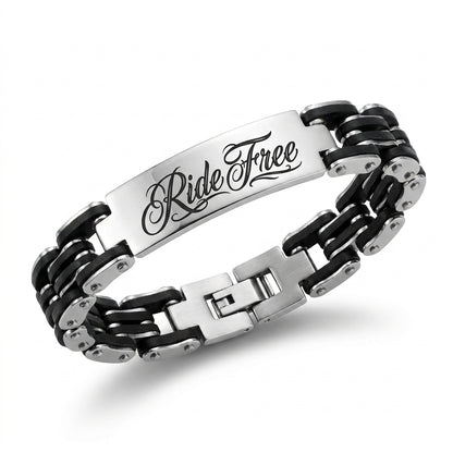 Herrenarmband mit individueller Gravur – Edelstahlarmband in Silber & Schwarz