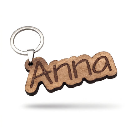 Wooden name tag - keychain with engraving as desired - walnut