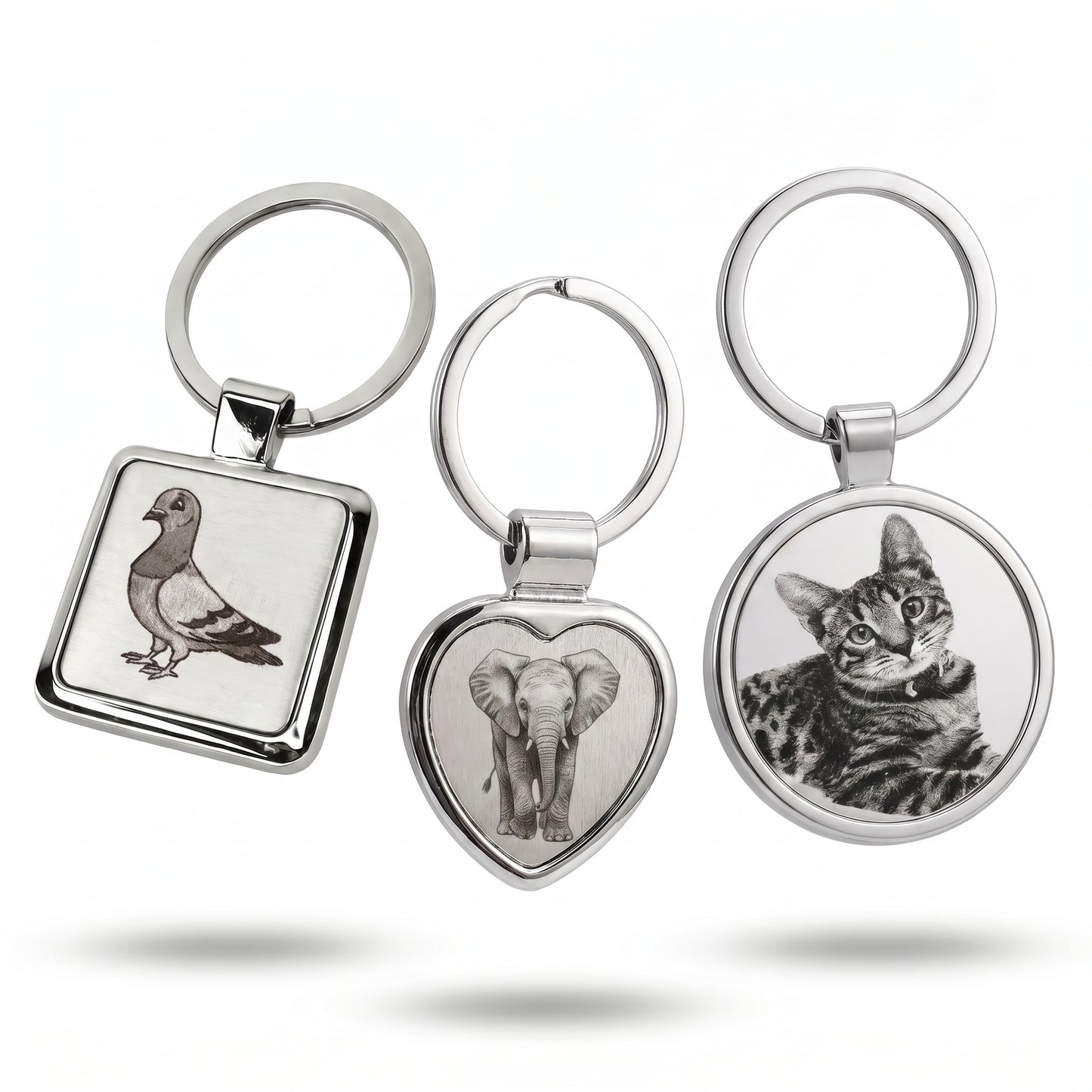 Round stainless steel keychain - individual laser engraving