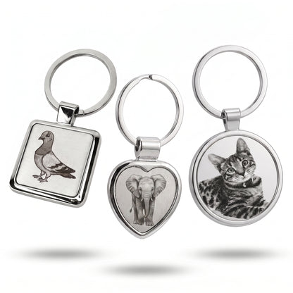 Round stainless steel keychain - individual laser engraving