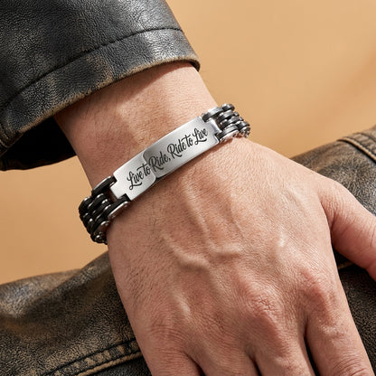 Herrenarmband mit individueller Gravur – Edelstahlarmband in Silber & Schwarz