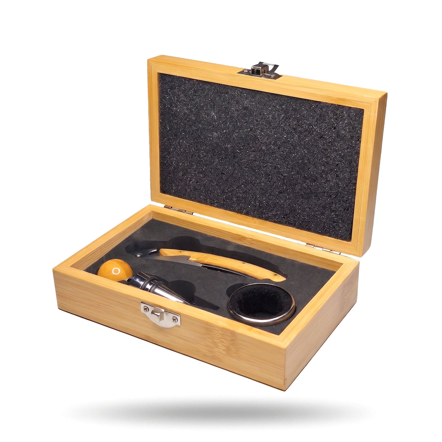Personalisiertes Weinset aus Bambus mit Gravur – Geschenkbox mit Weinzubehör