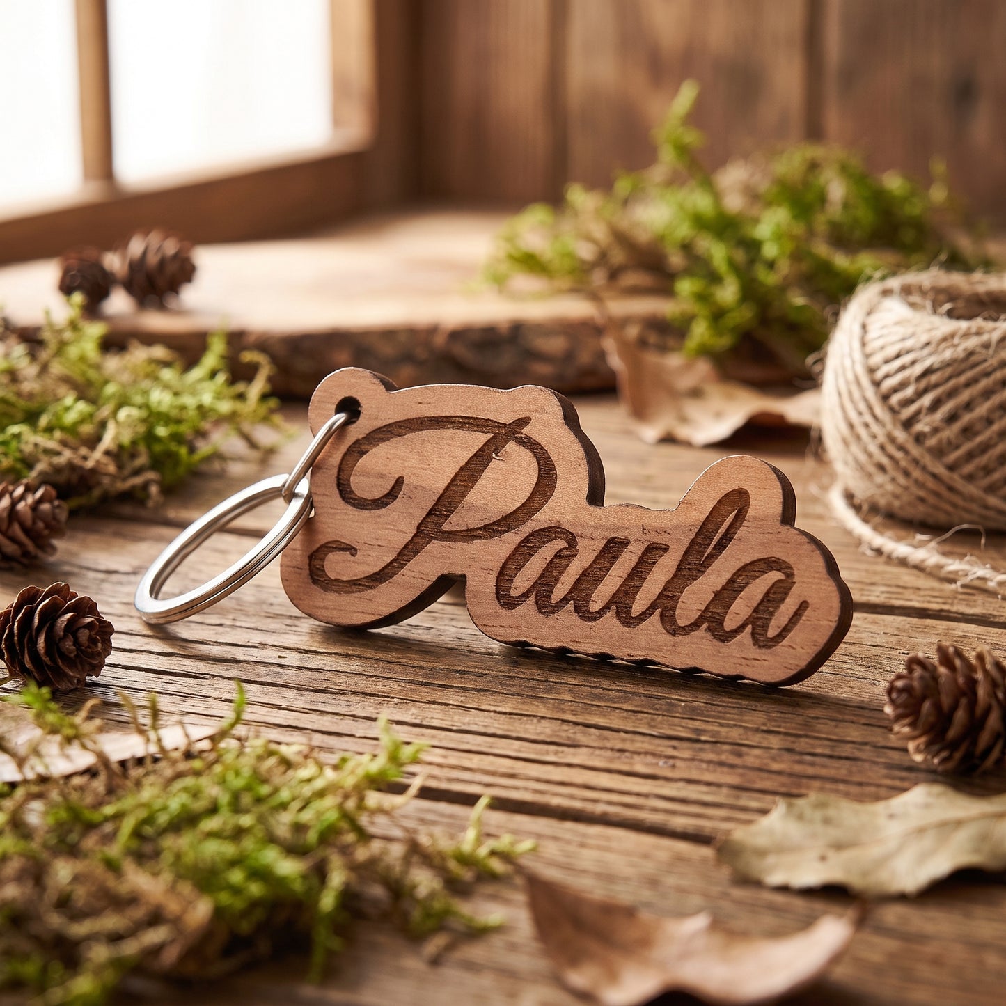 Wooden name tag - keychain with engraving as desired - walnut