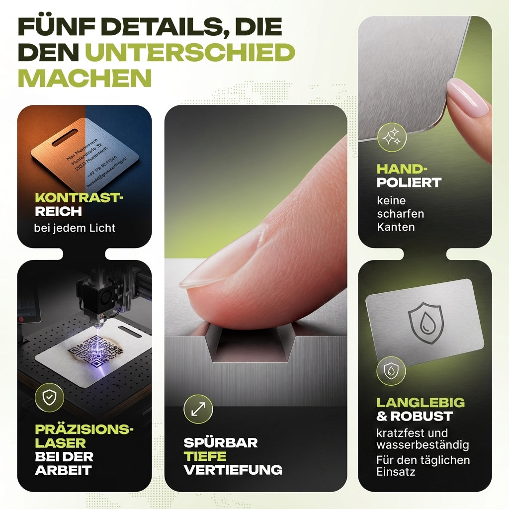 Personalisierte Notfallkarte aus Edelstahl – Medizinischer Notfallausweis mit ICE-Kontakt & QR-Code