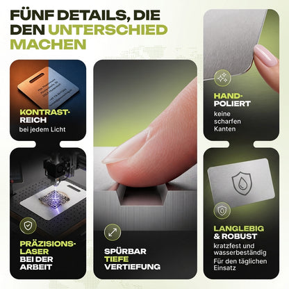 Personalisierte Notfallkarte aus Edelstahl – Medizinischer Notfallausweis mit ICE-Kontakt & QR-Code