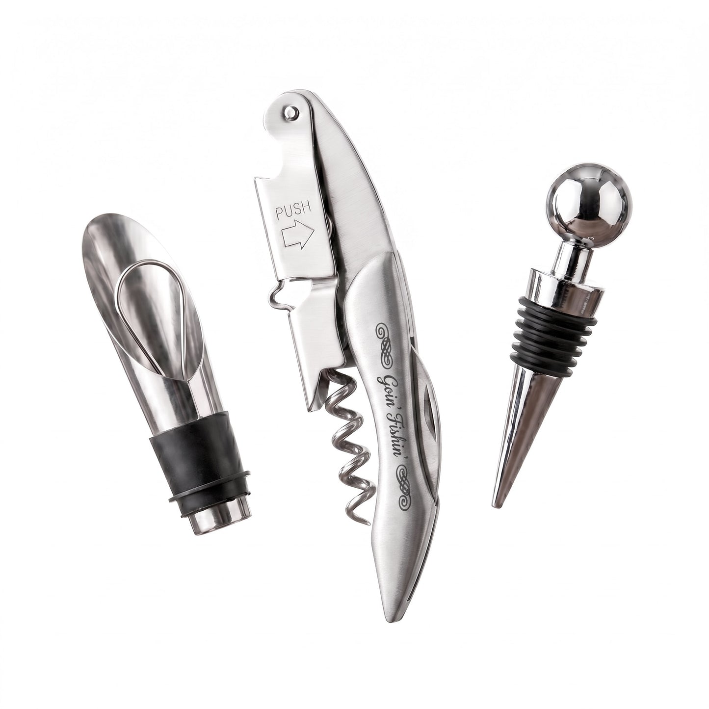 Personalisiertes Edelstahl Weinset – Kellnermesser mit Gravur in Geschenkbox