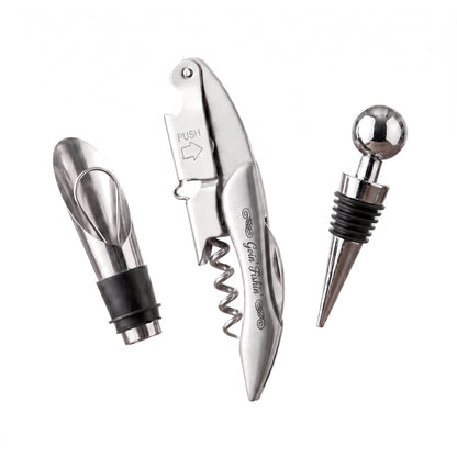 Personalisiertes Edelstahl Weinset – Kellnermesser mit Gravur in Geschenkbox