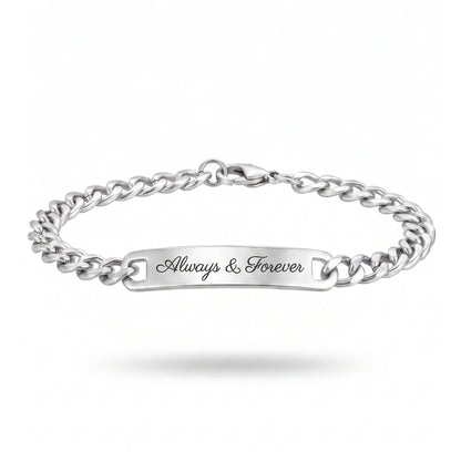 Stainless steel bracelet with personal engraving - women's and men's bracelet gift