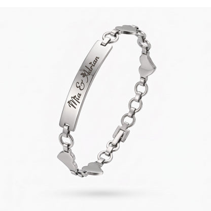 Personalisiertes Herz-Armband aus Edelstahl mit Gravur für Damen