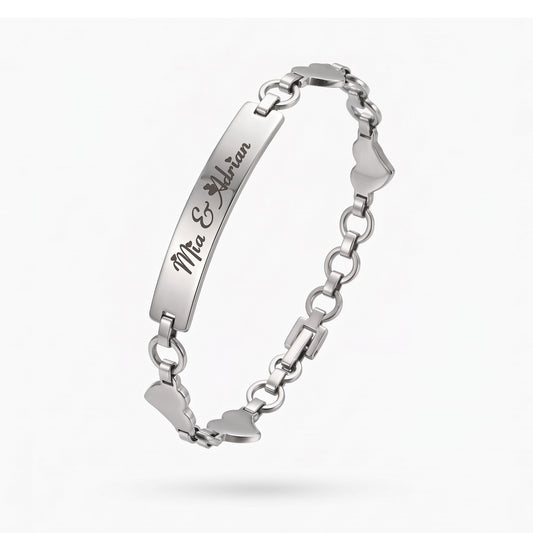 Personalisiertes Herz-Armband aus Edelstahl mit Gravur für Damen