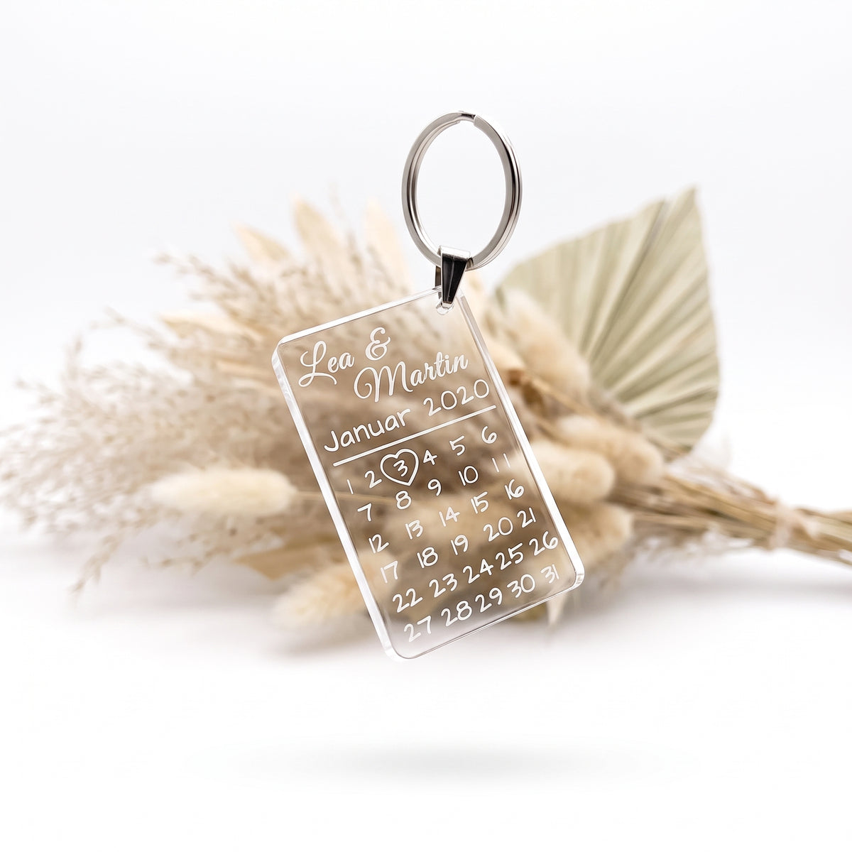 Personalized Acrylic Glass Keychain - Calendar Date Motif - Gift