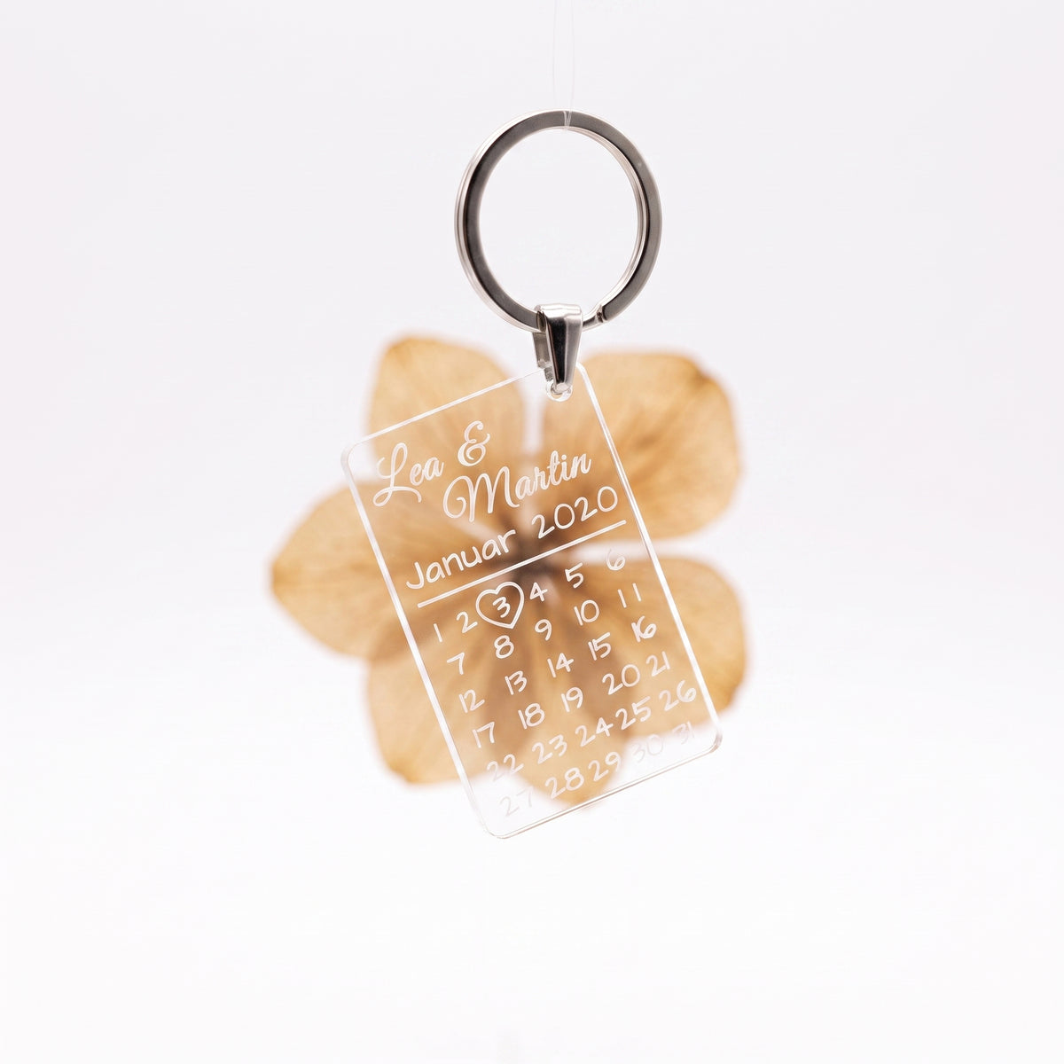 Personalized Acrylic Glass Keychain - Calendar Date Motif - Gift