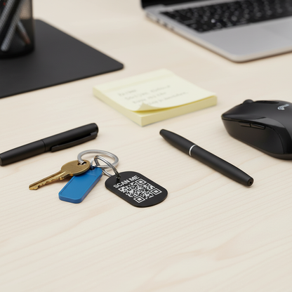 Keychain with individual QR code - aluminum