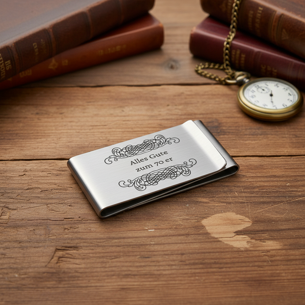 Stainless steel money clip with custom engraving - money clip with personal motif