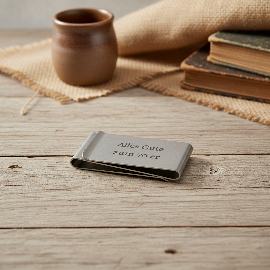 Stainless steel money clip with custom engraving - money clip with personal motif