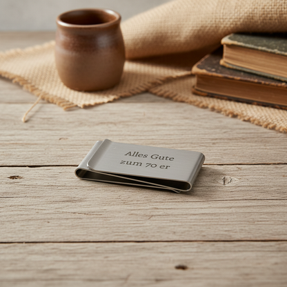 Stainless steel money clip with custom engraving - money clip with personal motif