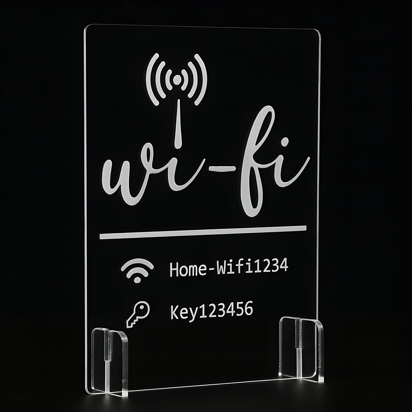 Plexiglass stand with text as desired - e.g. Wifi motif - personalized