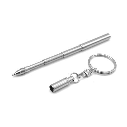 Personalized Mini Stainless Steel Telescopic Ballpoint Pen with Keychain