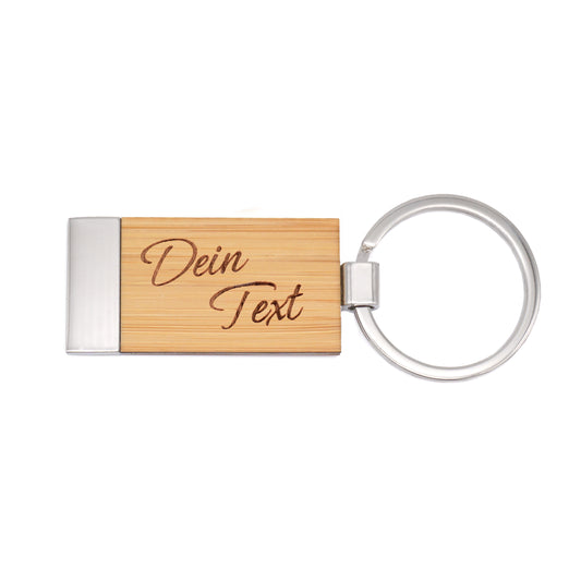 Premium Bamboo Keychain with Personalized Engraving - Wooden Pendant