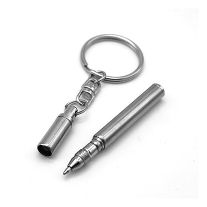 Personalized Mini Stainless Steel Telescopic Ballpoint Pen with Keychain