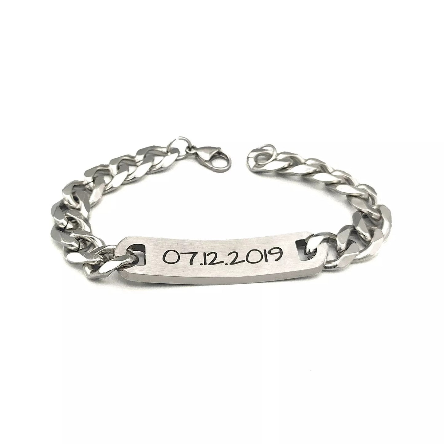 Men's bracelet with personal engraving - stainless steel chain for men - customizable