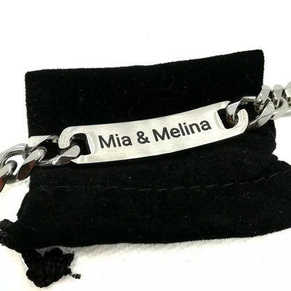 Men's bracelet with personal engraving - stainless steel chain for men - customizable