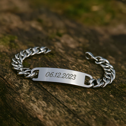 Men's bracelet with personal engraving - stainless steel chain for men - customizable