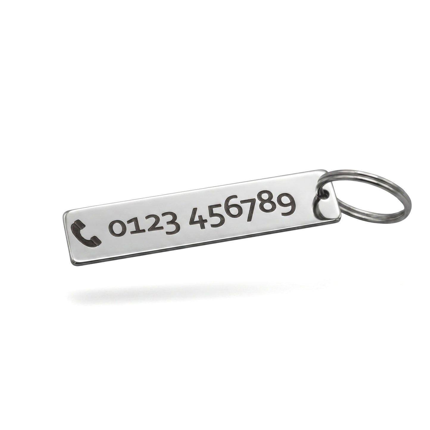 Keyring with laser engraving - telephone number / text engraving