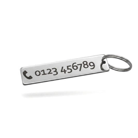 Schlüsselanhänger mit Lasergravur - Telefonnummer / Text Gravur