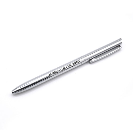 Metal ballpoint pen - high gloss stainless steel - elegant ballpoint pen - screw cap