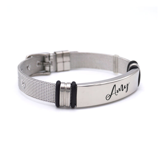 Stainless steel bracelet - with engraving - personalized - adjustable size