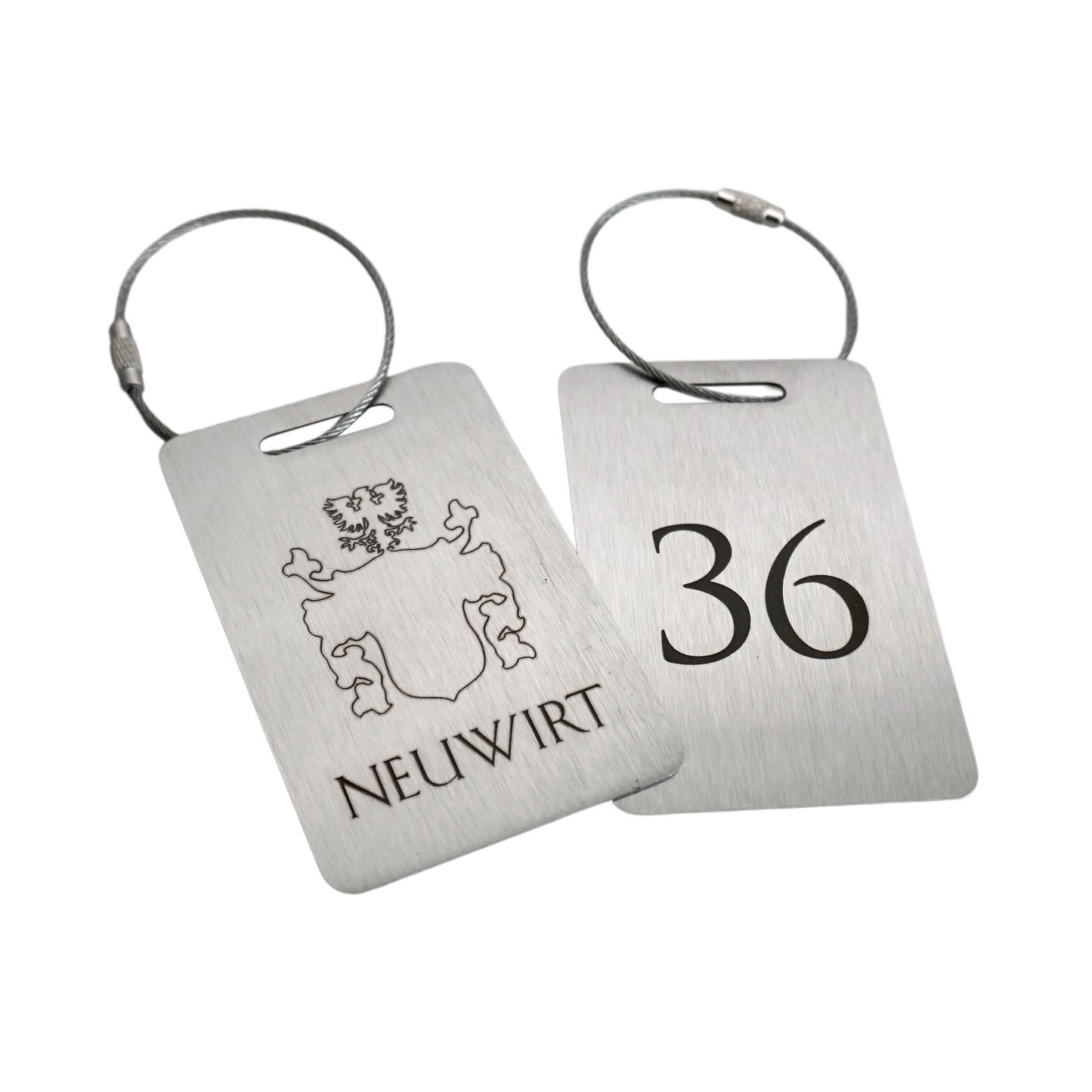 Edelstahl-Anhänger im Kartenformat mit Lasergravur - QR-Code, Text, Foto - Gepäckanhänger