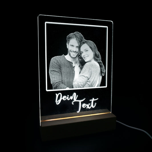 Plexiglass LED display with photo engraving or lettering - personalized illuminated board