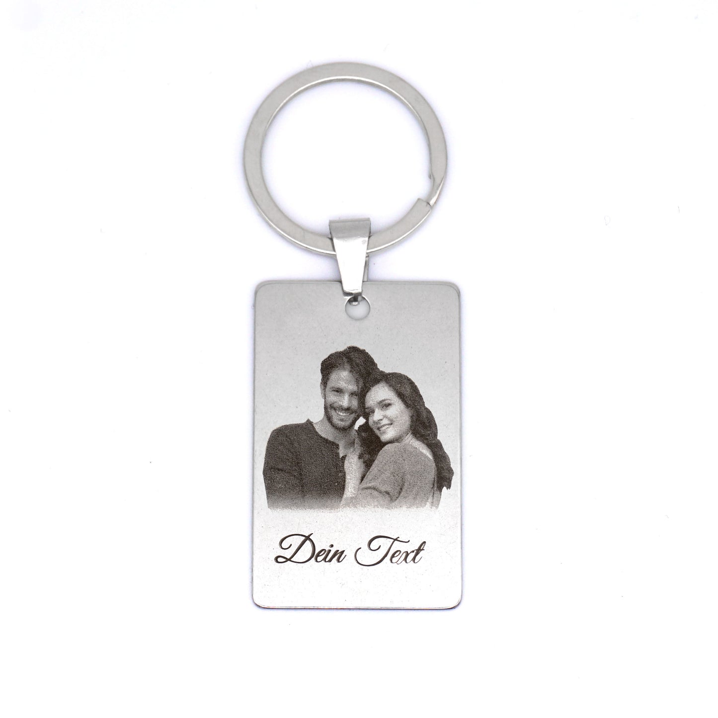 Keychain with personal photo engraving - laser image engraving pendant - stainless steel