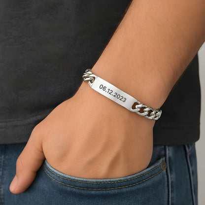 Men's bracelet with personal engraving - stainless steel chain for men - customizable