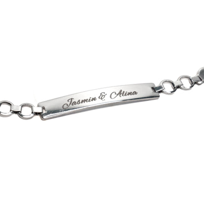 Personalisiertes Herz-Armband aus Edelstahl mit Gravur für Damen