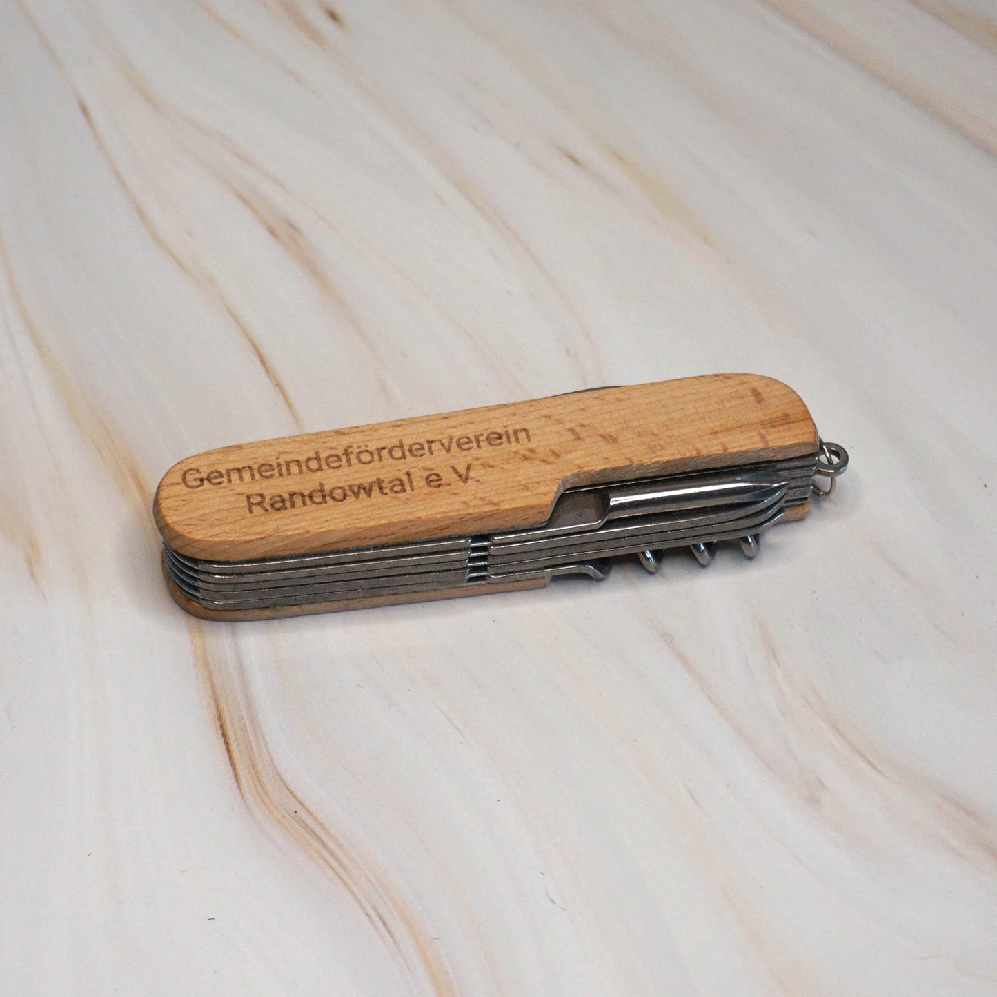 11 in 1 pocket knife with individual engraving - camping knife with wooden handle