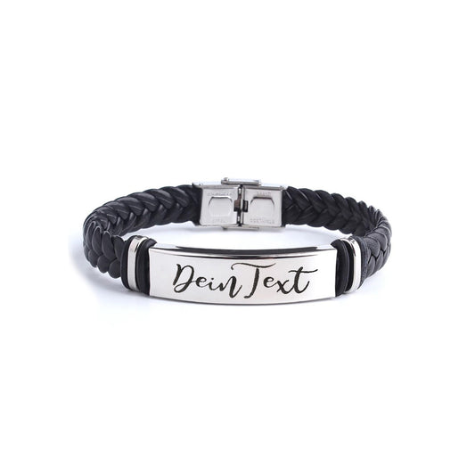 Bracelet with personal inscription - leather look braided